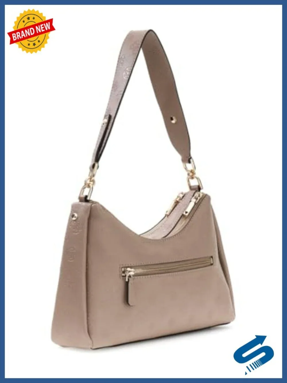 Double Zip Shoulder Bag - Satchel with Gold Hardware
